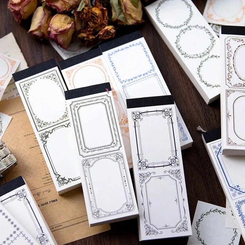 100 листов винтажные пустые Блокноты с рамкой в стиле ретро