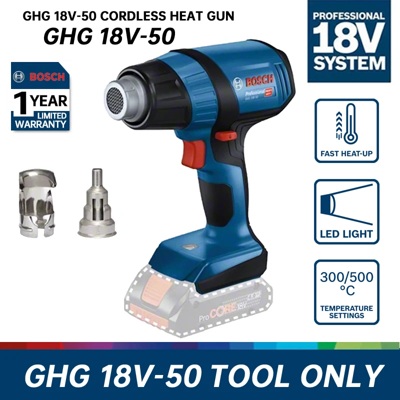 

Bosch GHG 18V-50 Cordless Heat Gun Rechargeable 18V Professional High Power Welding Thermal Blower Welder Bake Gun For Car Film