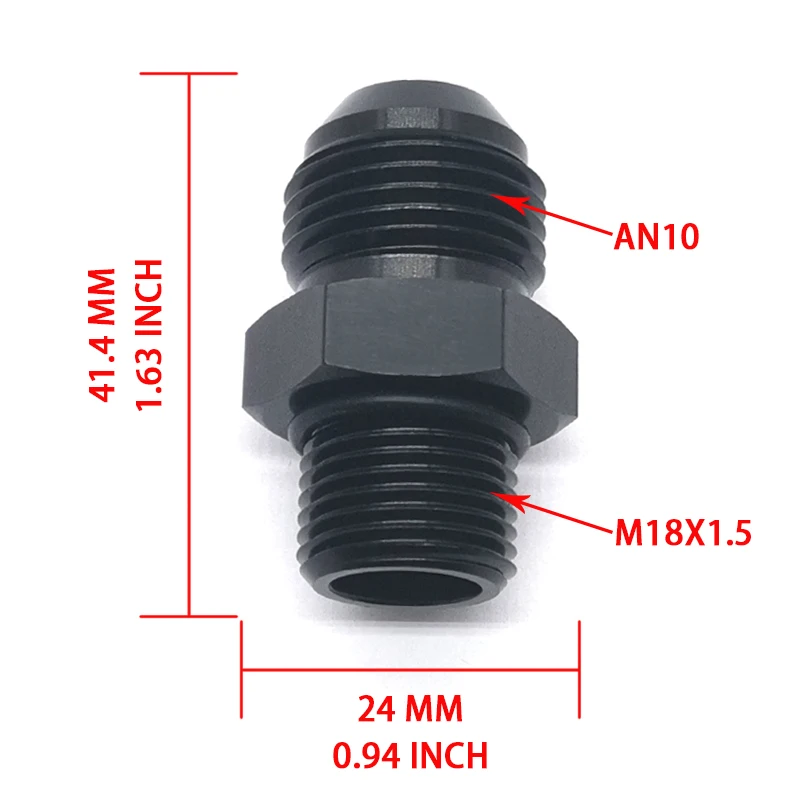

AN10 10 an toM14X1.5 M16X1.5 M18x1.5 метрический Штекерный фитинг, прямой адаптер, алюминий, черный