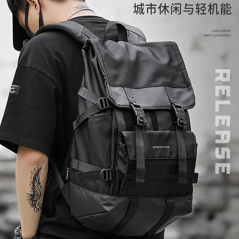 

Trendy Backpack Men's Large-capacity Outdoor Travel Travel Backpack Casual Fashion Function High School Student Schoolbag