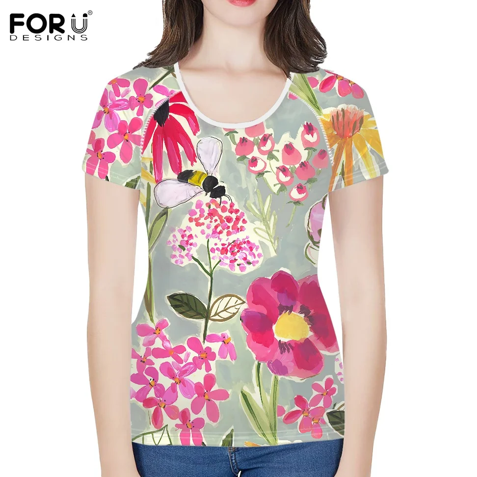 

Женская летняя футболка с круглым вырезом и коротким рукавом