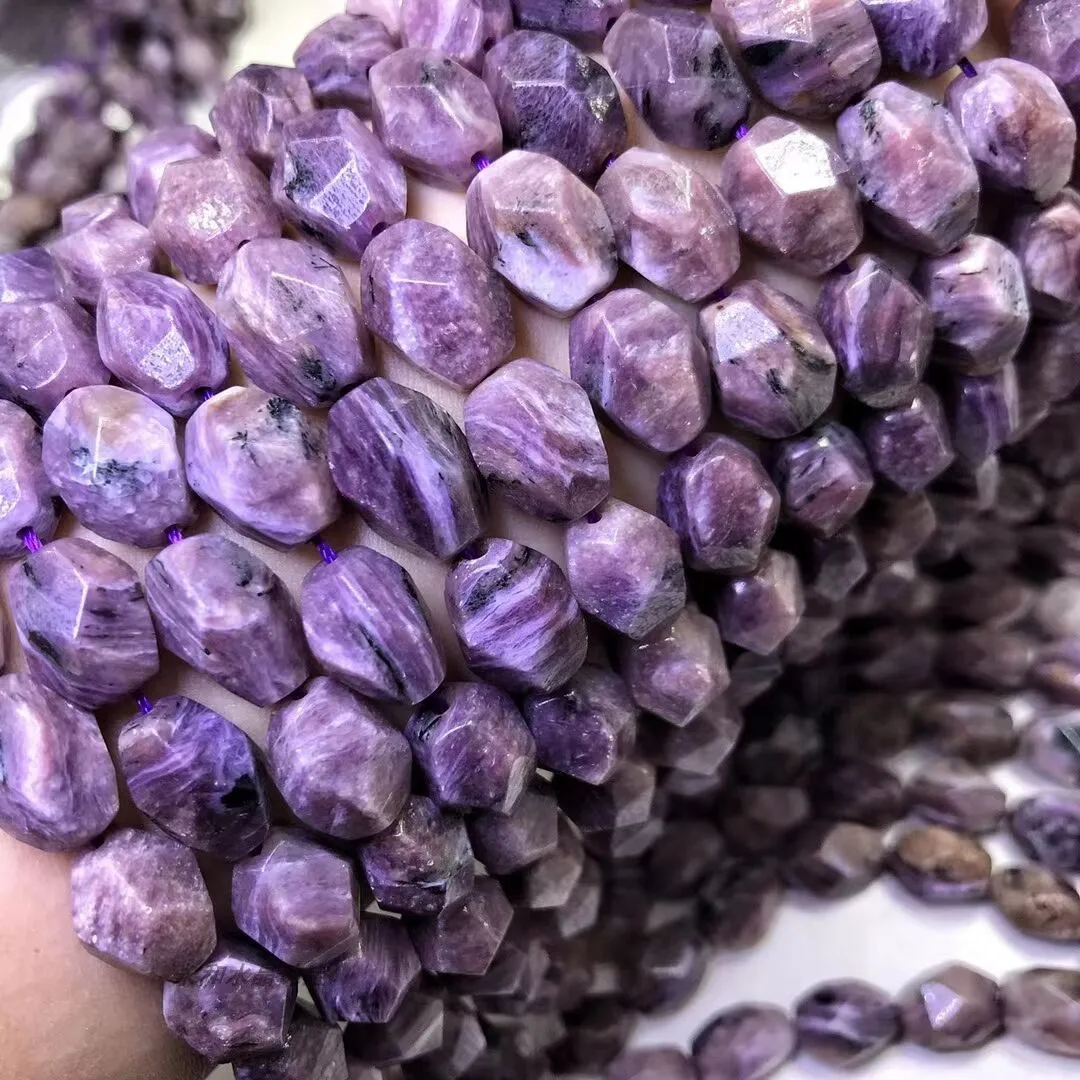 

ICNWAY natural CHAROITE 10x13mm nugget faceted 38-40cm beads for jewlery making wholesale
