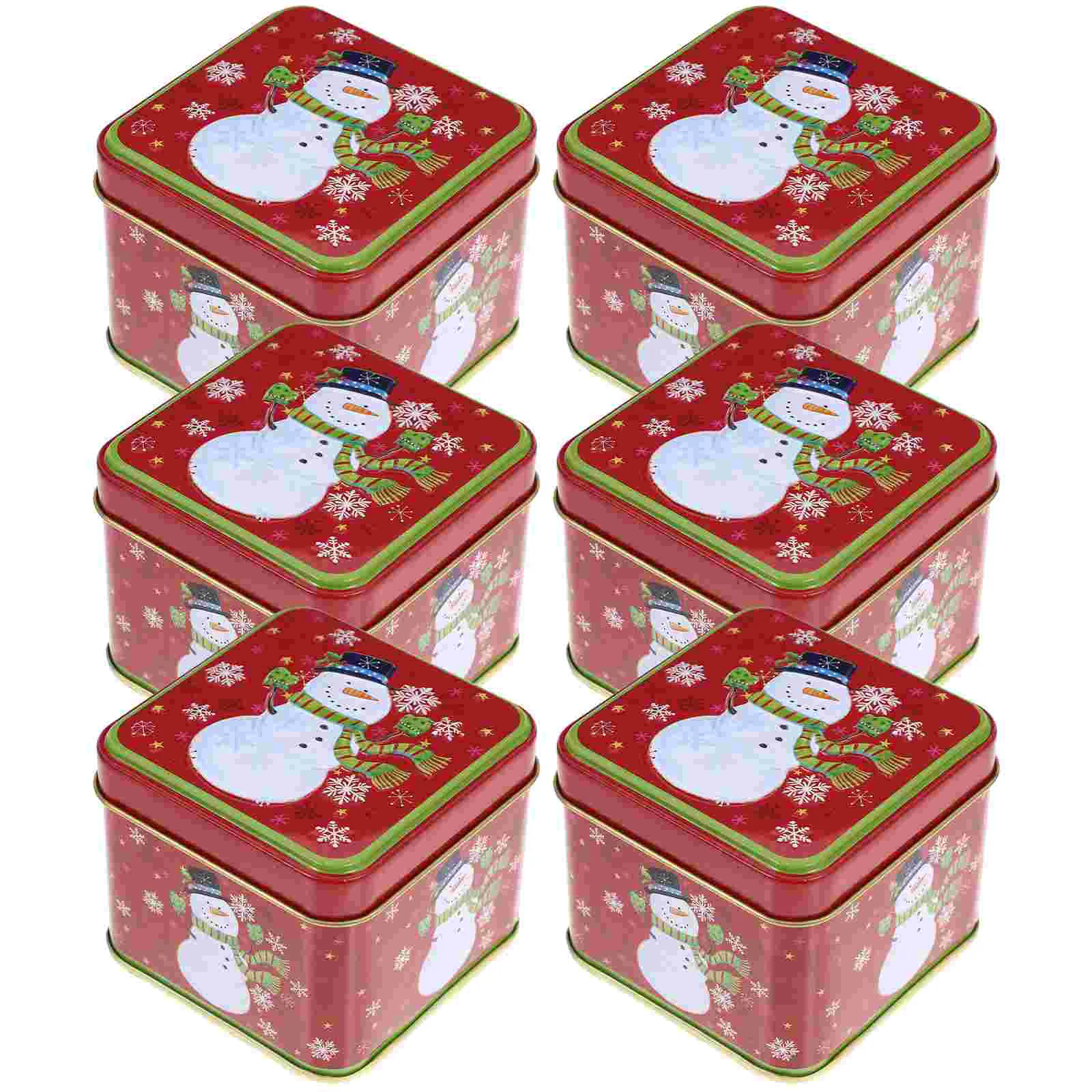 

6 Pcs Decorate Cookie Tins Lids Sweet Container Christmas Supplies Candy Containers Storage Holder Sugar Case Jar
