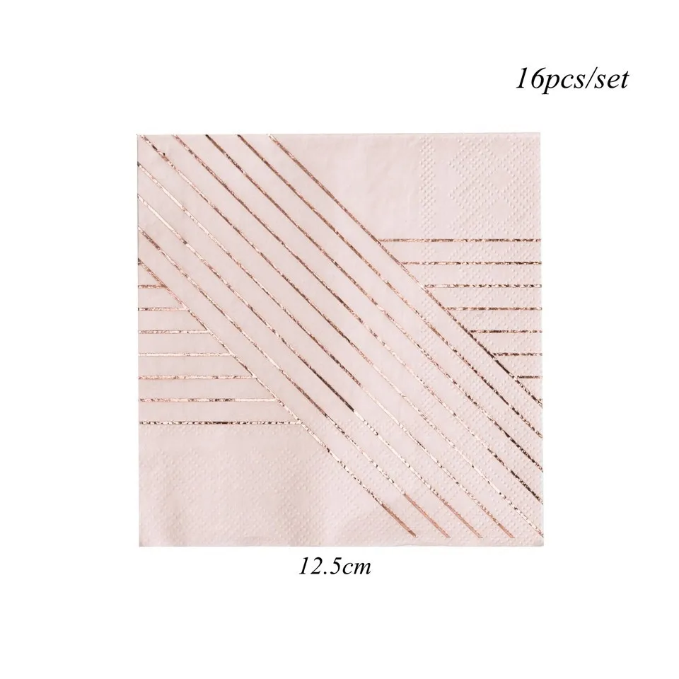 1 набор розовая бумага одноразовая посуда позолоченный полосатый стол Декор