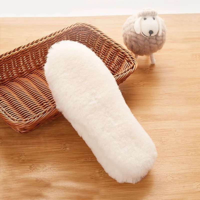 XQ Natural Sheep Skin Insoles Winter Real Fur Extra Fluffy Cashmere Thermal For Man Woman Thick Warm Snow Boots Shoe Pad