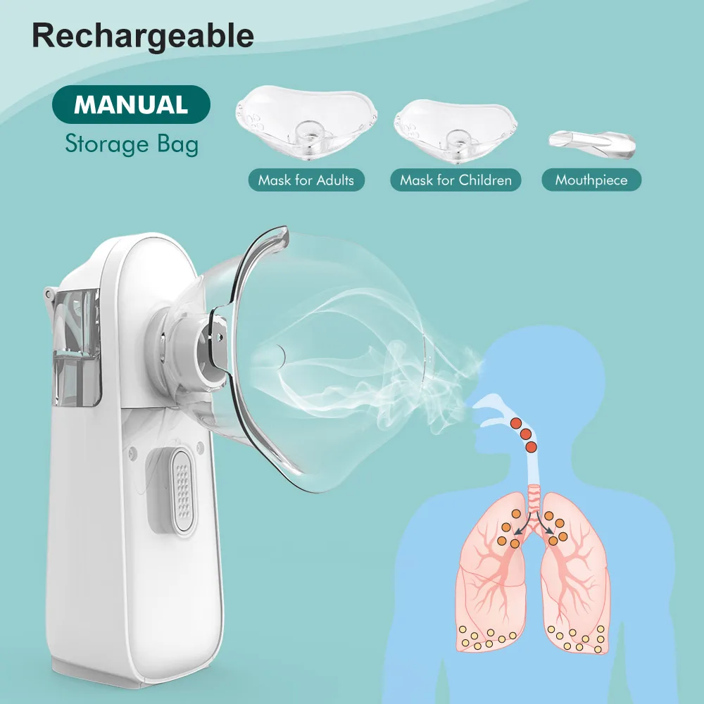 

Mini Handheld Portable Inhale Nebulizer Silent Ultrasonic Inalador Nebulizador Children Adult Rechargeable Automizer Health Care