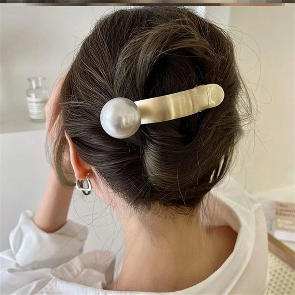 

French-style Metal Pearl Hairpin Back Of The Head Girls Temperament Duckbill Clip Elegant Shark Clip Headdress Hair Accessories
