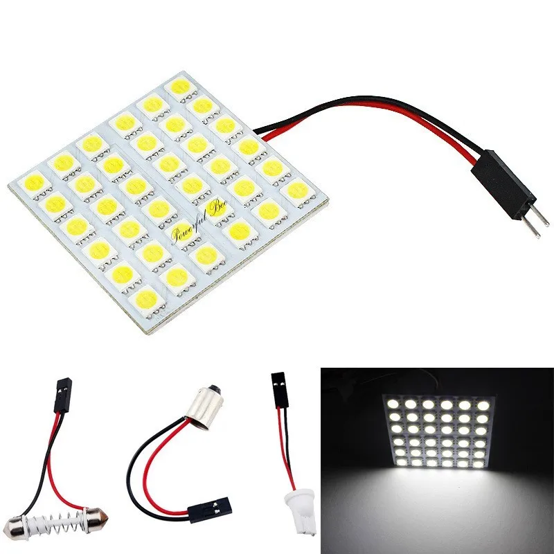 Лампы для чтения автомобильной лодки, 2 шт., мощность 5 Вт, 36SMD, 12 В, T10, BA9S, C5W, белый и теплый белый свет