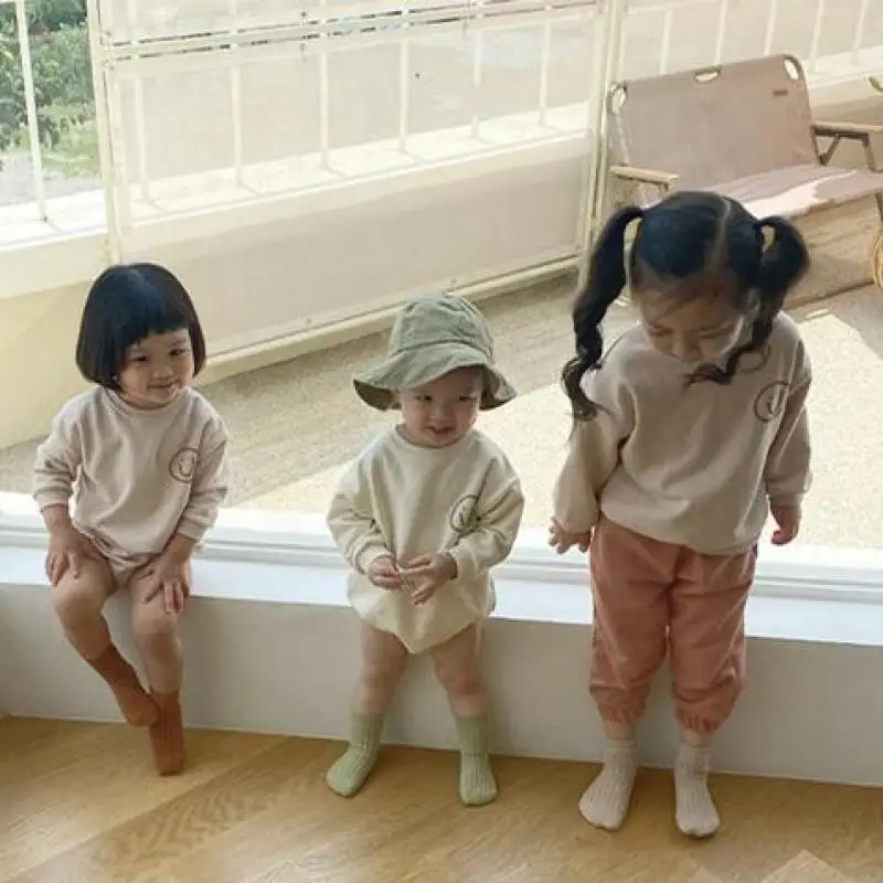 

2022 Spring New Fashion Smiley Print Baby Long Sleeve Clothes Set Infant Sweatshirt + Casual Pants 2pcs Suit Boy Girls Outfits