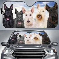 funny scottish terrier team blue sky pattern car sunshade family car window sun cover car windshield durable visor