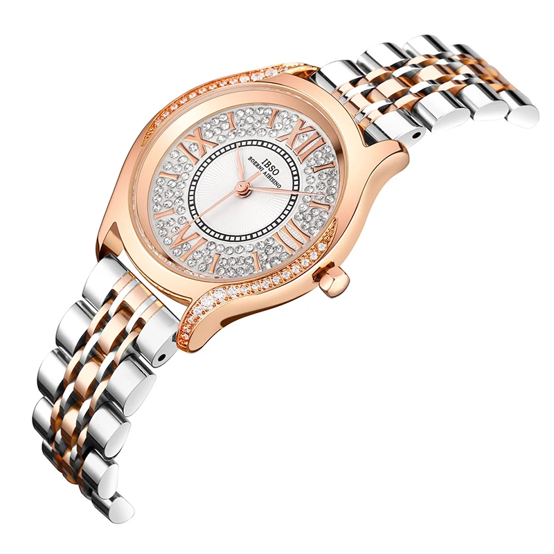 Enlarge Elegant Women Wristwatch Stainless Steel Luxury Brand Lady Watch Starry Dial Leather Bracelet Golden Female Diving Hand Clock