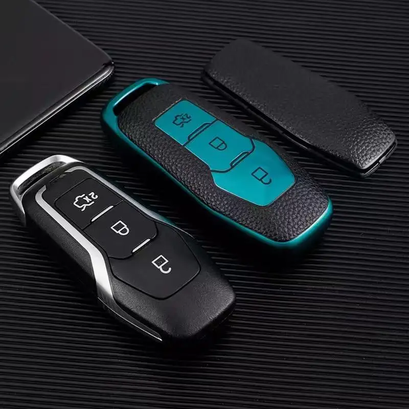 

Leather TPU Car Key Case Cover For Ford Focus 4 ST Mondeo 5 MK5 Mustang F-150 Explorer Edge Fiesta Kuga MK3 4 Shell Accessories
