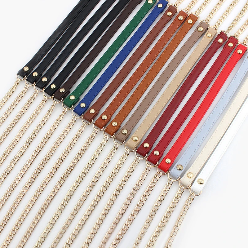 120cm Handbag Metal Chain PU Leather Bag Strap DIY Replacement Bag Chain For Purse Shoulder Bag Handles Handbag Accessories