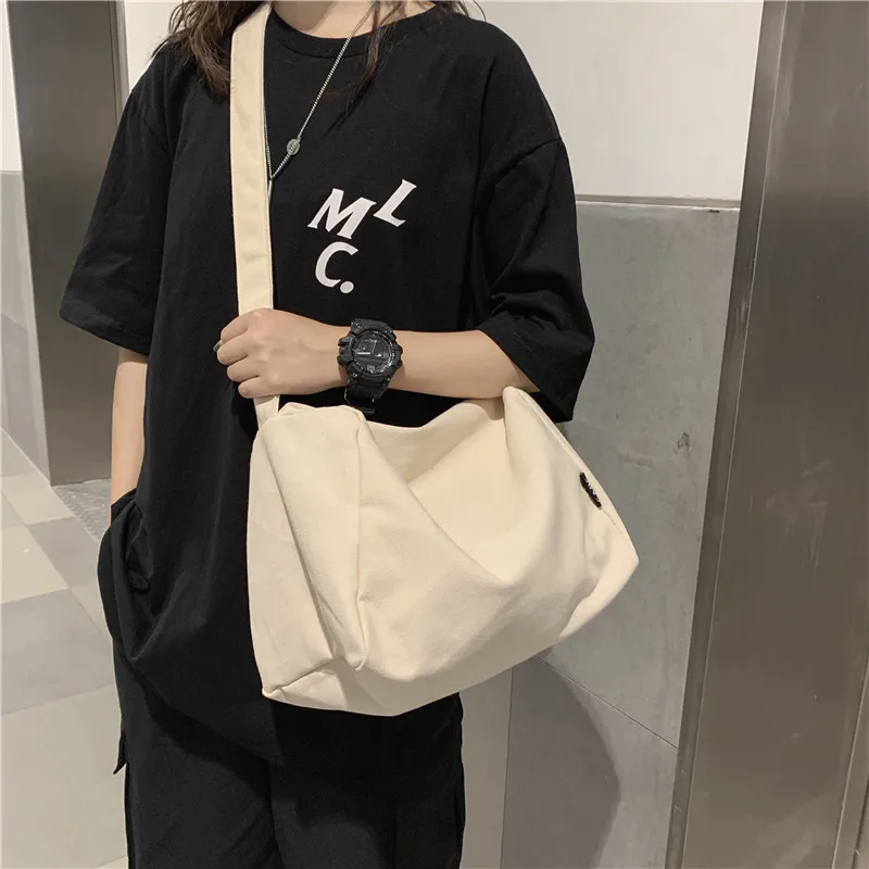 

Women Canvas Tote Bag Large Causal Shoulder Shopper Bag Femals Soft Cloth Crossbody Bag Eco Shopping Bag Student Bookbag Handbag