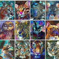 gatyztory acrylic paint by numbers animals cats oil painting by numbers on canvas 40x50cm frameless diy home decor wall art