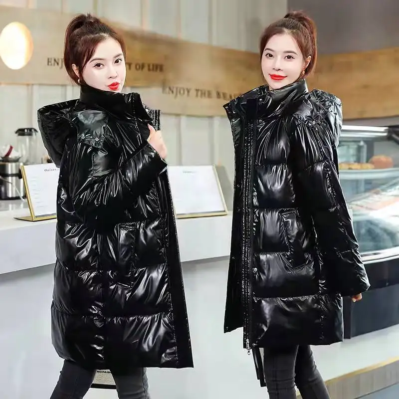 2023 Fashion Loose Women's Winter Down Cotton Jacket Hooded Warm Winter Coat Loose Thickening Parkas Female Pockets Overcoat S85