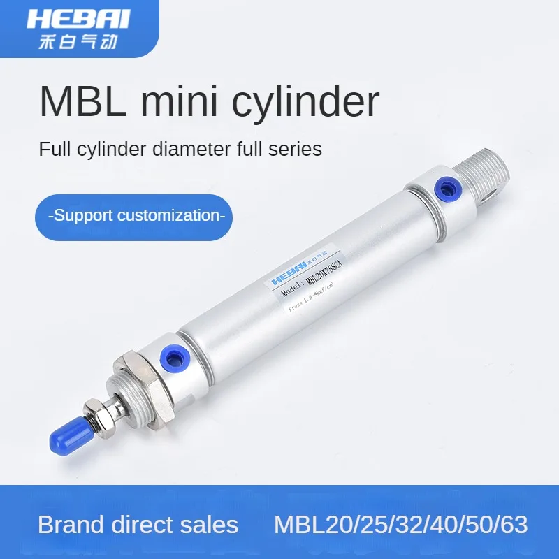 

HEBAI Air Pneumatic Cylinders Aluminum Double Compressed Air Cylinder MBL Mini Bore 63mm Stroke 25/50/75/100/125/150/175/200mm