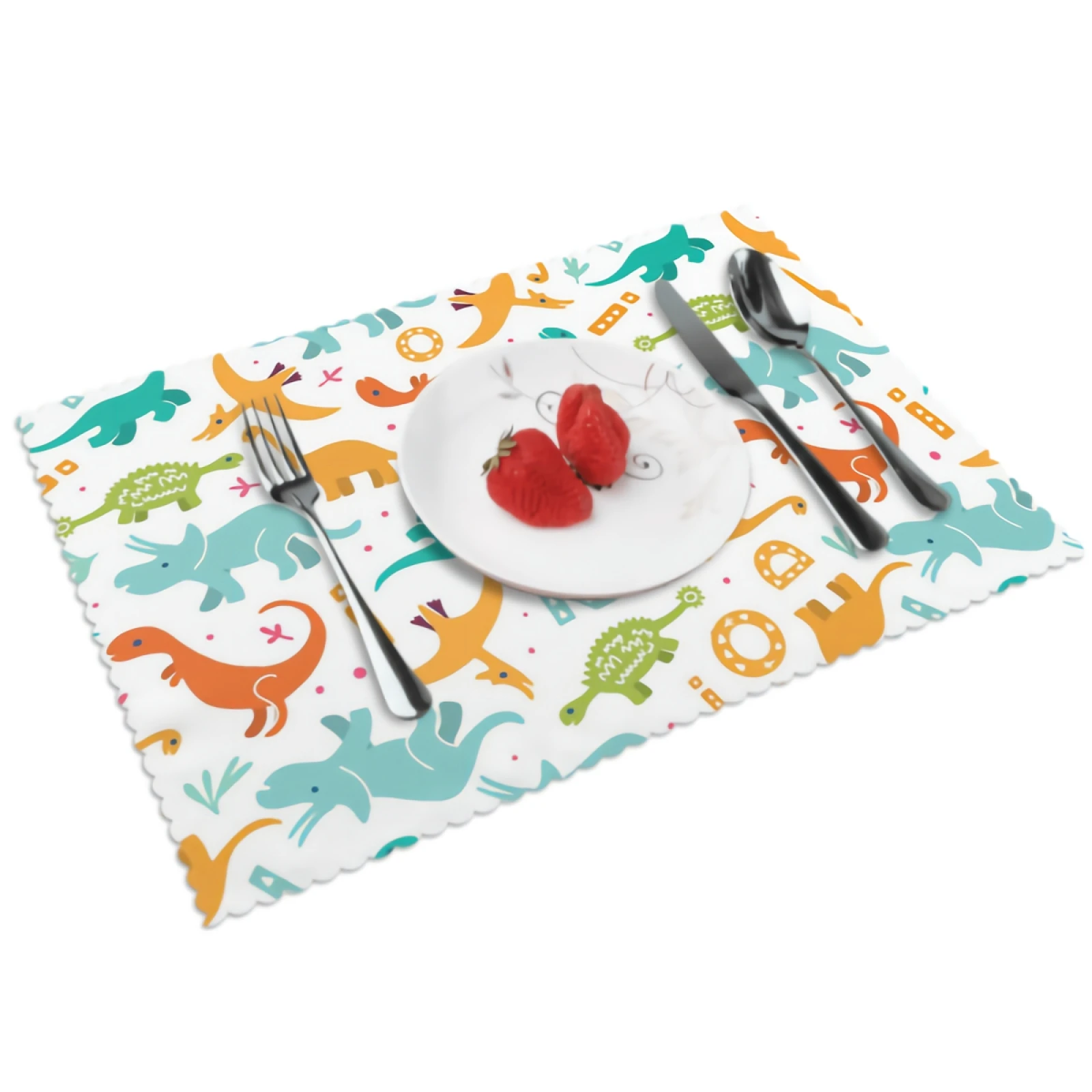 

Colorful Dinosaur Placemats Kids Children Placemat Set of 4 Heat-Resisting Non Slip Table Mats Polyeste Place Mats