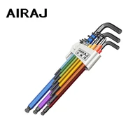 airaj 9pcs hex key allen wrench set adjustable spanner portable l shape screw nuts wrenches ball hexagon s2 steel repair tools