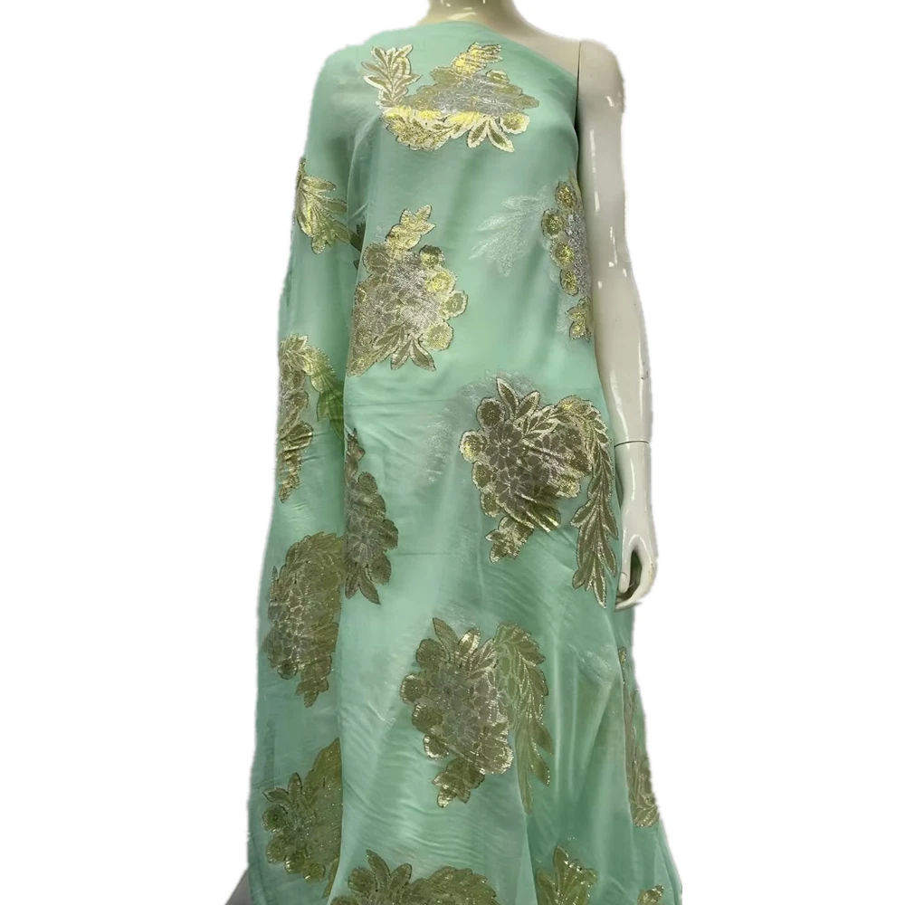 

100% натуральная шелковая ткань, Высококачественный шелк-Жоржет, тюль из золотого шелка для женщин, швейная одежда, 5 ярдов