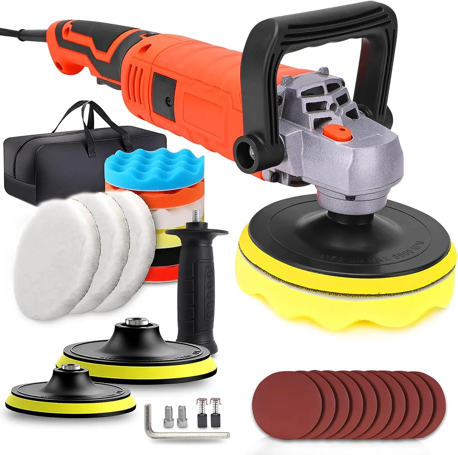 

Polisher, Powerful Buffer Waxer, 7-Speed Rotary Polisher with 6" and 7" Backing Plate, 1580W Rotary Polisher for Car Pol