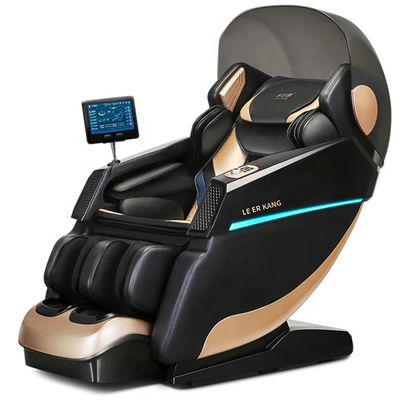 

LEERCON 2022 China Luxury Black SL Track Heated Body Scan Zero Gravity Roller 4D Massage Chair With Speaker