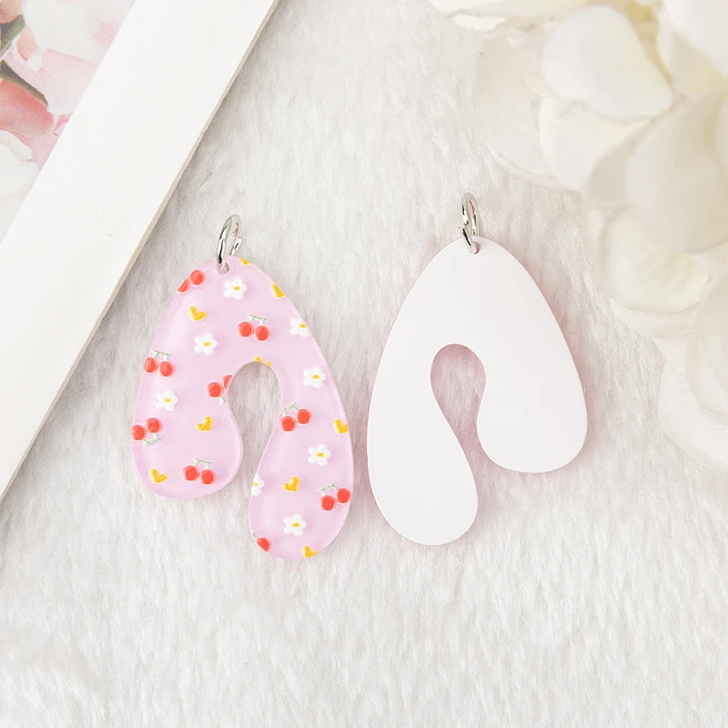 8 шт. милые подвески в виде цветов акриловые красочные серьги с подвеской вишни и