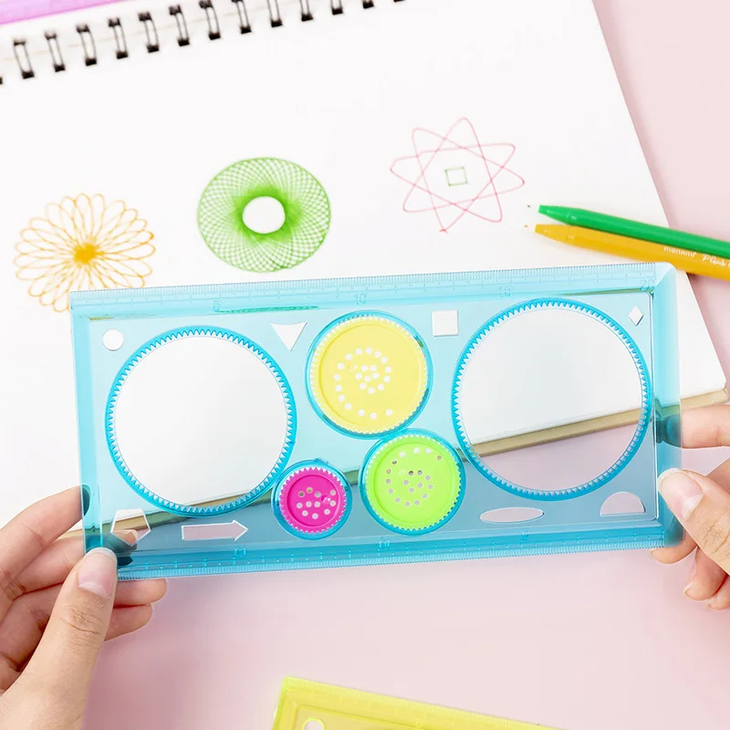 

5 Pcs Creative Transparent Kaleidoscope Template DIY Drawing Educational Tool Geometric Ruler Children Student School Drafting