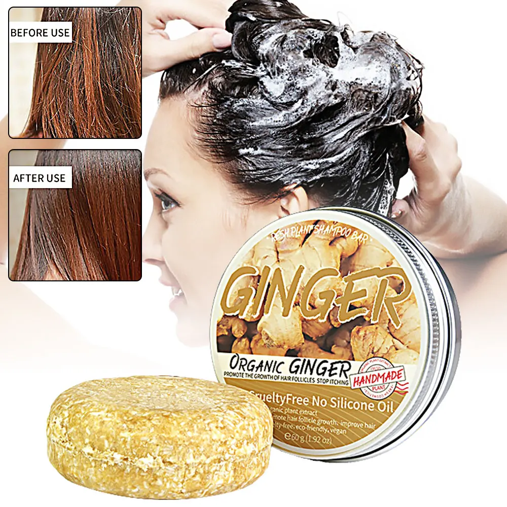 Organic Natural Hair Shampoo Bar Darkening Loss Ginger Soap for Hair Growth