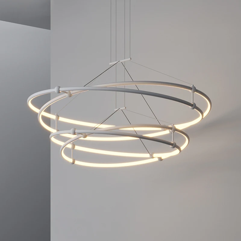 

Art Led Chandelier Pendant Lamp Ceiling Light Nordic Minimalist Creative Ring Lustre Living Dining Decor Bedroom Hanging