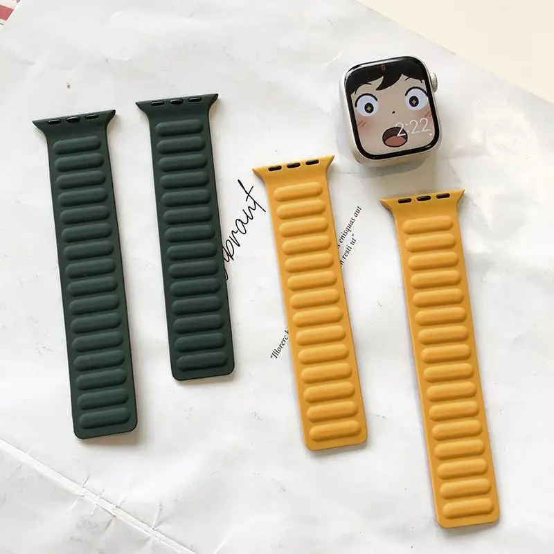 Leather Strap For Apple Watch Band 49mm 45mm 44mm 40mm 41mm 42mm Magnetic Loop Link bracelet for iWatch series 8 Ultra 7 6 5 se