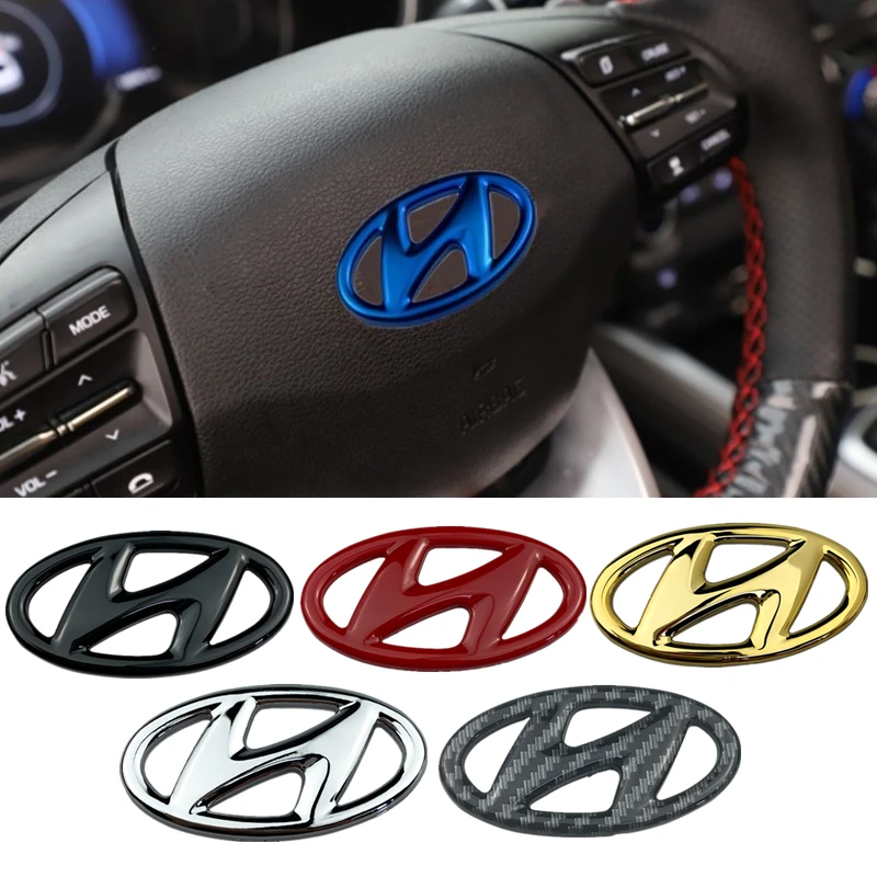 Автомобильная эмблема на руль с логотипом, чехол-наклейка для Hyundai Elantra Sonata Tucson I30 I20 Accent Genesis Tiburon Kona Tiburon