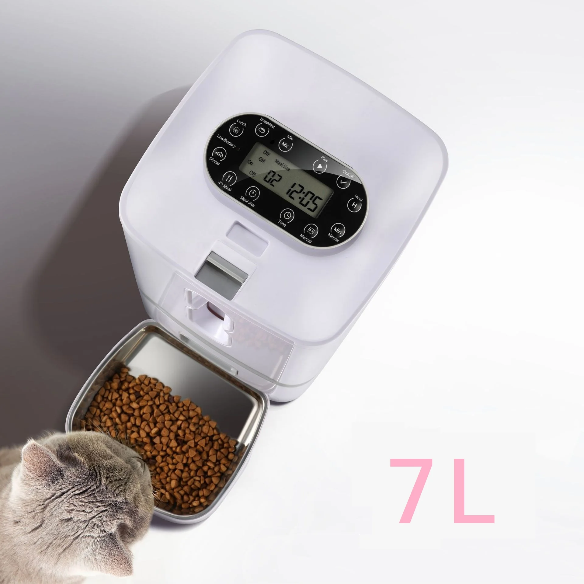 

7L Automatic Pet Feeder Smart Dog Cat Feeder Food Dispenser Intelligent Timing And Quantitative Feeding Machine Voice Record