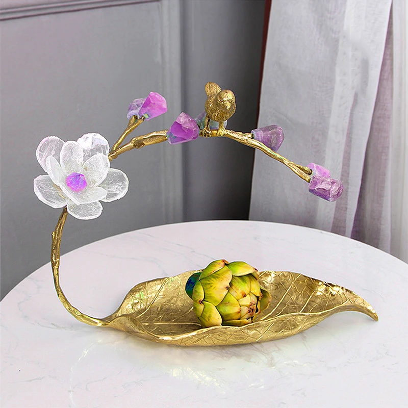 

Light Luxury Table Tray Leaf Designs Candy Dried Storage Bowl Decorative Iron Art Fruit Plate