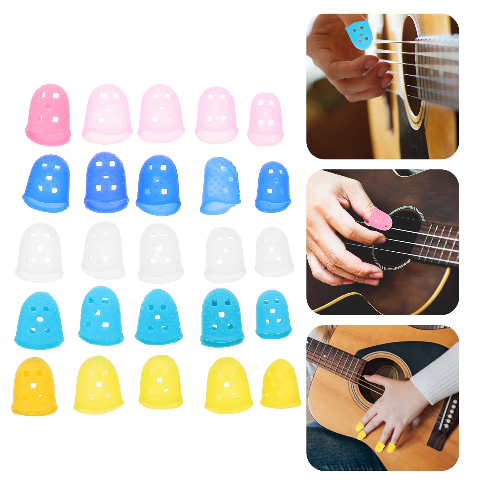 

25Pcs Practice Guitar Finger Guards Protective Silicone Fingertip Covers Guitar Five Finger Cover Silicone Finger Protector