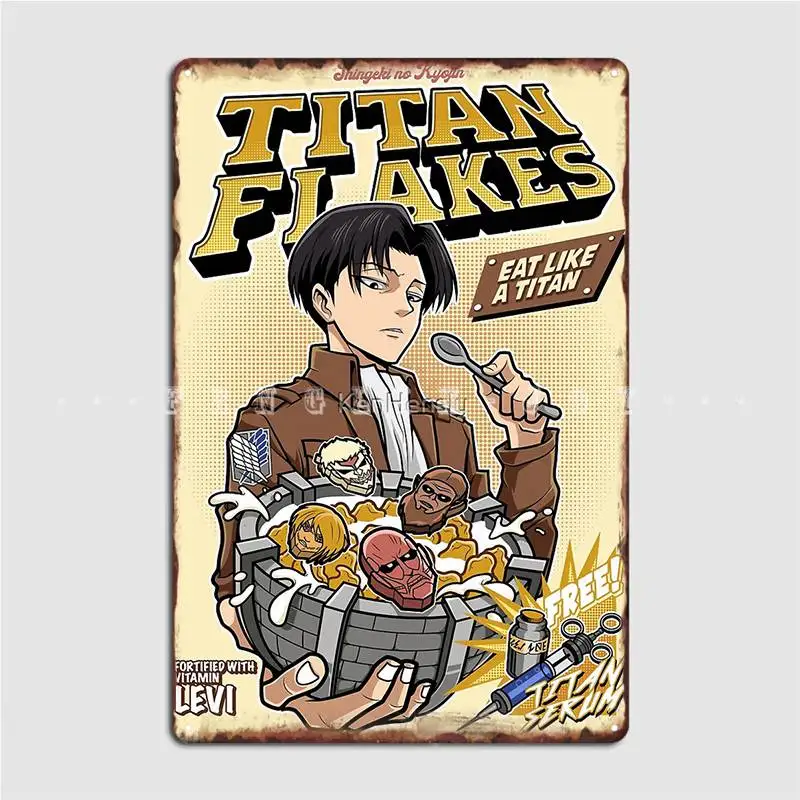 

Titan Flakes Shingeki No Kyojin Metal Plaque Poster Pub Cinema Vintage Wall Plaque Tin Sign Posters