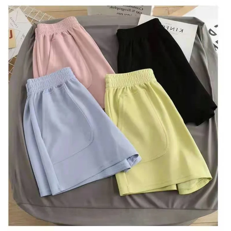 Solid Color Sports Shorts Women2023 Summer New High Waist Loose Showing Thin Wide Leg Pants Fashion Casual Biker Shorts Women
