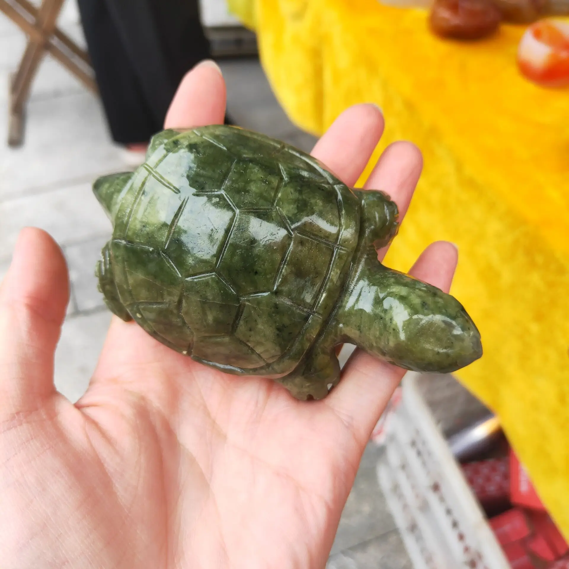 

Lovely 1PC Natural Handmade Carved Xiuyan Jade Tortoise Polished Green Jade Crystal Turtle Gifts Natural Quartz Crystals