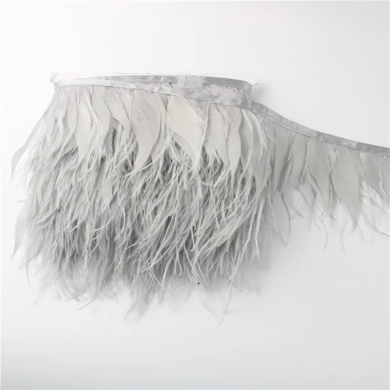 

5-10yards/lot Gray Ostrich Feather Trim 4-6 Inch/10-15cm Skirt Cloth Belt Dress Party Wedding Feathers for Craft Plumas Product