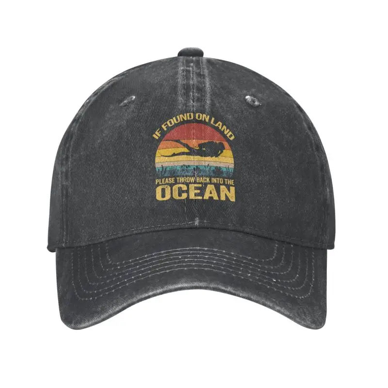 

Vintage If Found On Land Throw Back Ocean Baseball Cap Women Men Custom Adjustable Unisex Scuba Diving Dad Hat Hip Hop