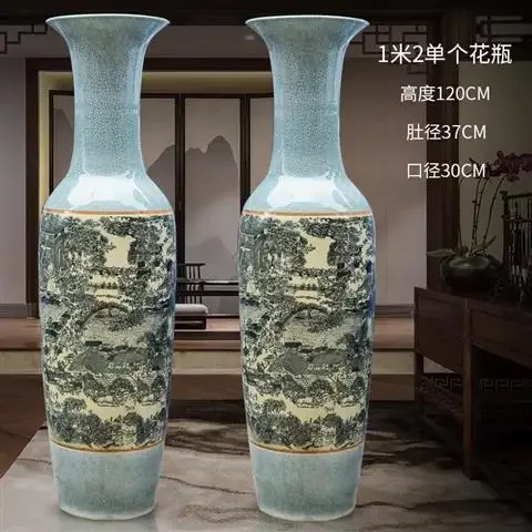 Фото Керамическая посуда, живопись Qingming Shanghe, антикварная напольная большая ваза, китайское классическое украшение для гостиной №4