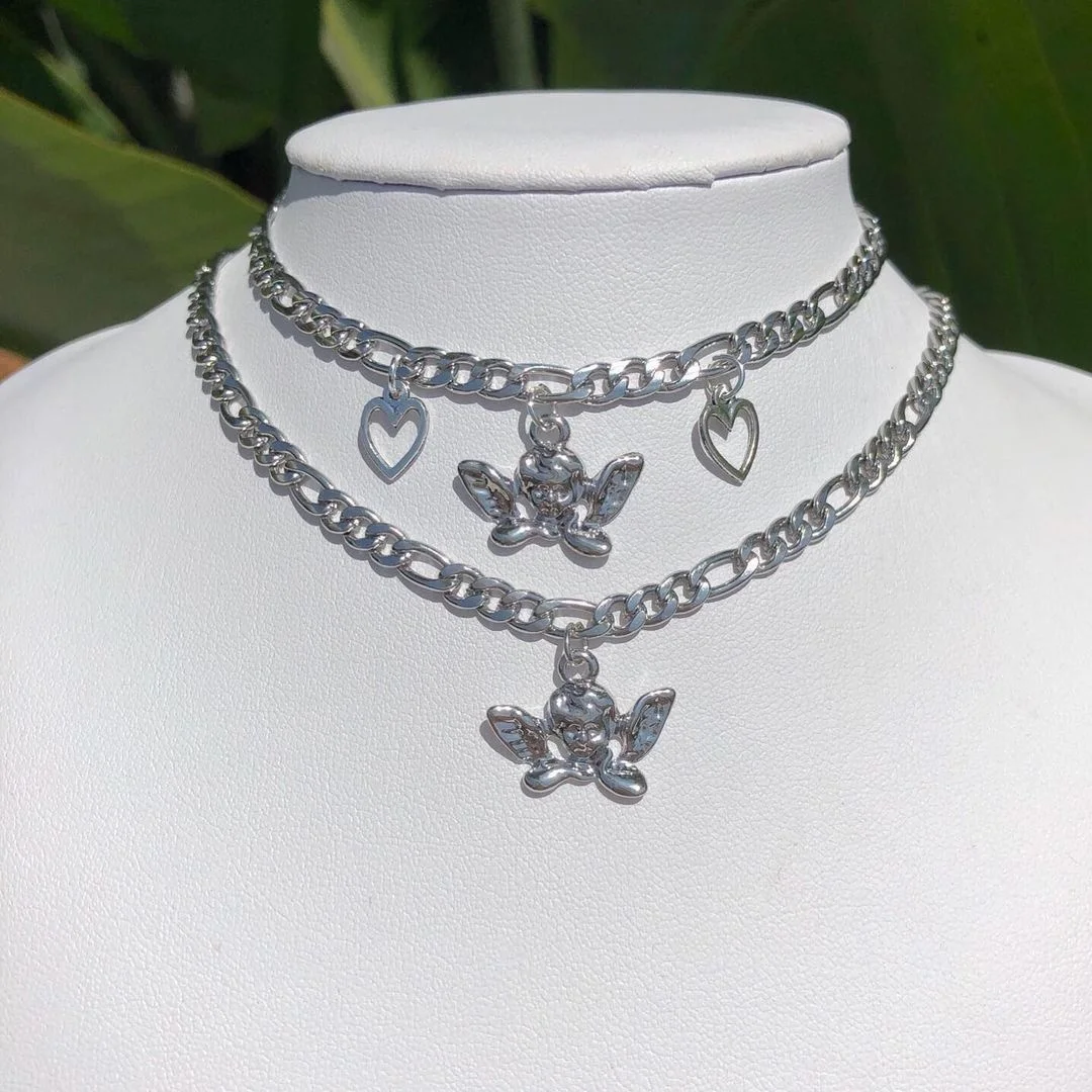

Angel Jewelry on the Neck Heart Best Friend Women's Neck Chain Vintage Goth Punk Pendant Hip Hop Accessories Gothic Style