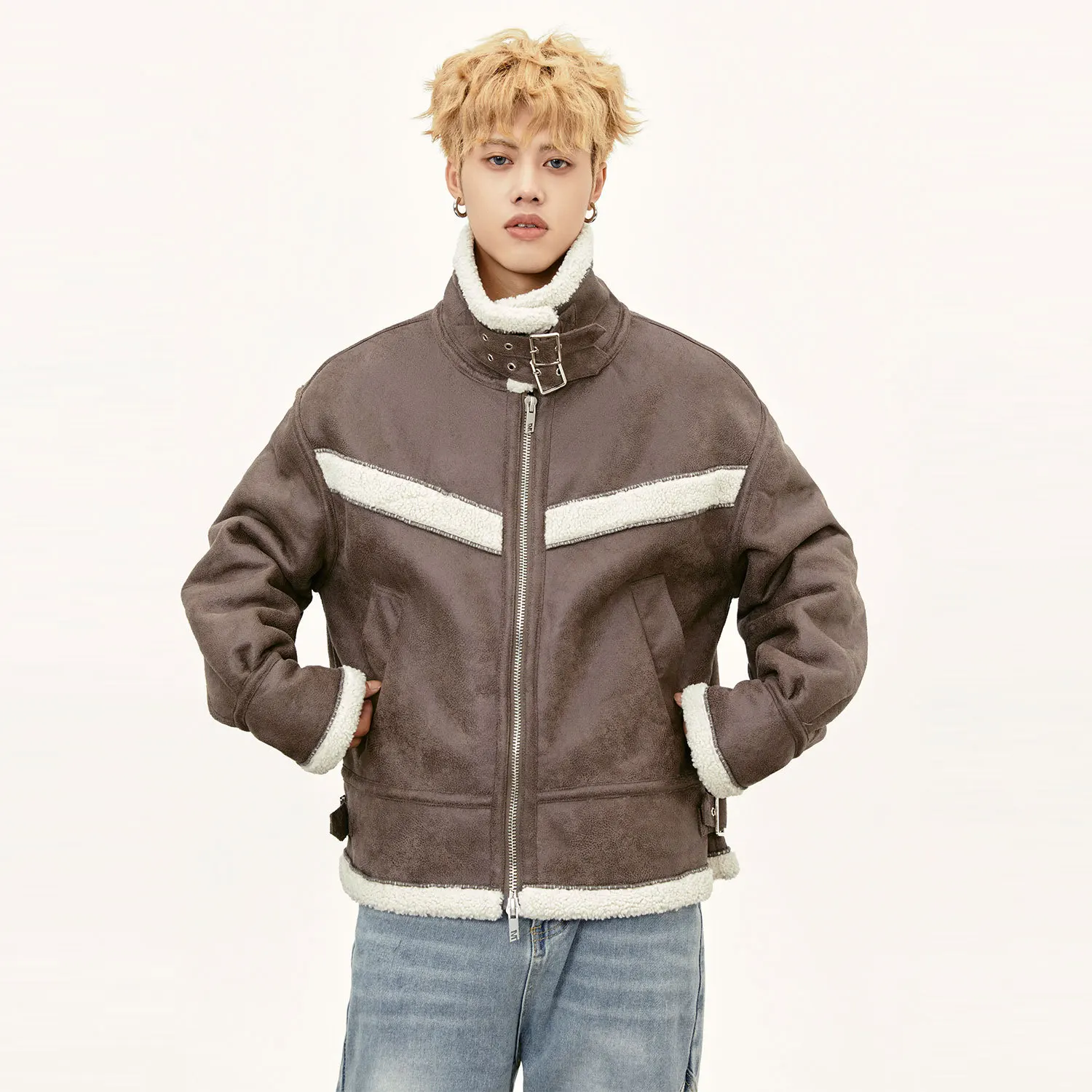 Винтажная меховая интегрированная флисовая куртка MADEEXTREME для мужчин зимнее