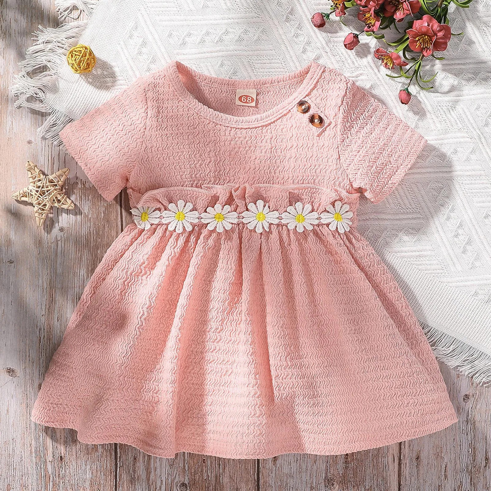 

Little Girl Party Dress Toddler Girls Short Sleeve Dresses Infant Floral Printed Gold Sequin Tulle Wedding Flower Girl Dress