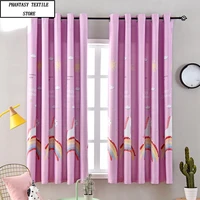 cartoon fresh curtains for living dining bedroom boy girl room bay window partition short rainbow horse window shower