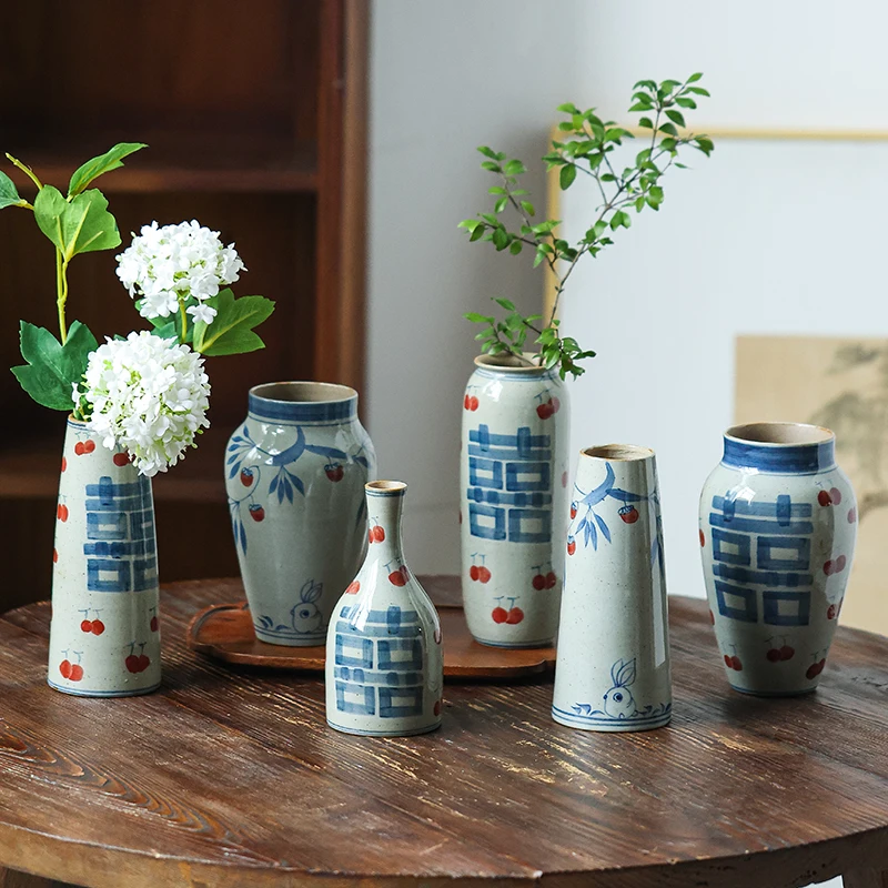 

Jingdezhen Chinese Ceramics Face Vase Living Room Flower Arrangement Home Decor Creative TV Cabinet Table Decorative Vases