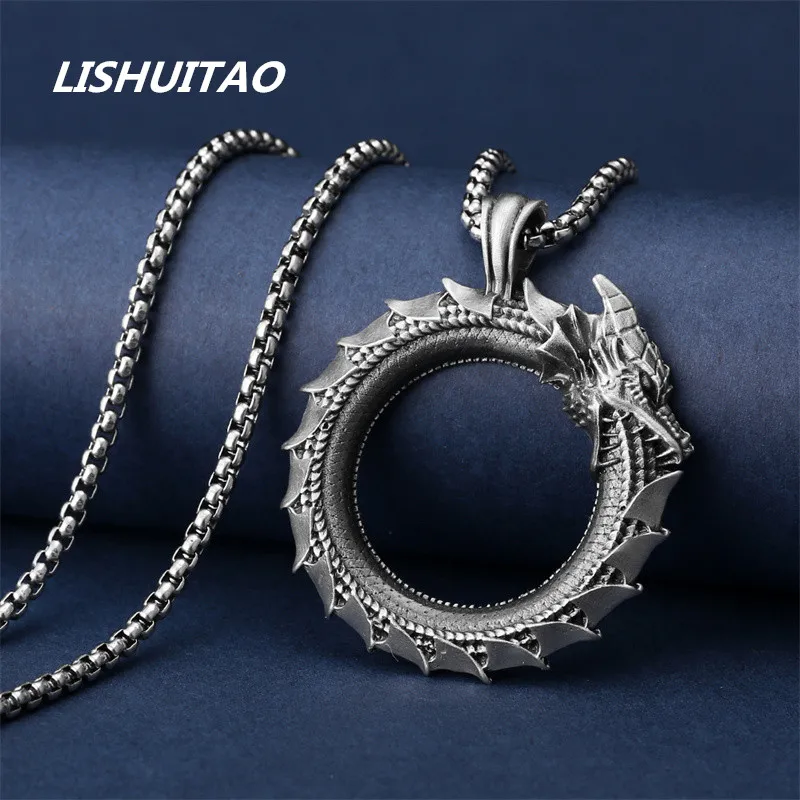 

Fine Craft Jewelry Men's Fashion Titanium Steel Hip Hop Necklace Dragon Pendant Punk Style Art Personality Accessories