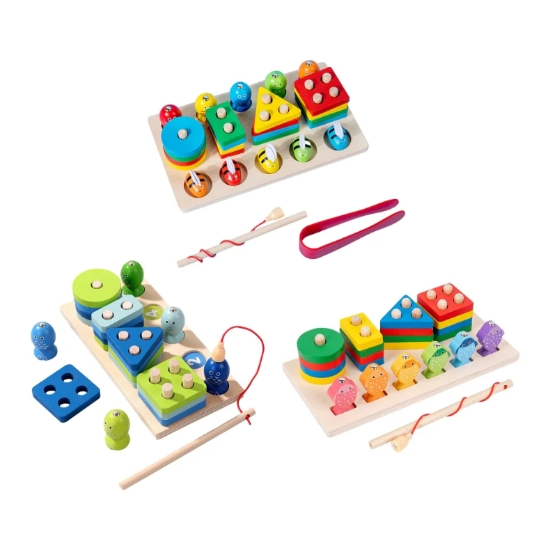

D7WF Child Clip Bees Fishing Toy Shape Matching Nested-block Logarithmic Toy