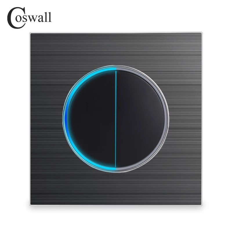 COSWALL черная алюминиевая панель 1/2/3/4 Gang 1/2 Way ВКЛ./ВЫКЛ. Настенный выключатель света