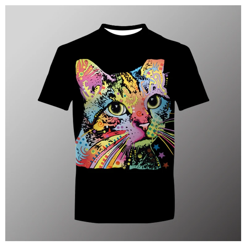 

New Summer Fashion Cat Funny Short Sleeve Cute Print Casual T Tee Womens Tshirt for Female Shirt Clothes Top Graphic T-shirt
